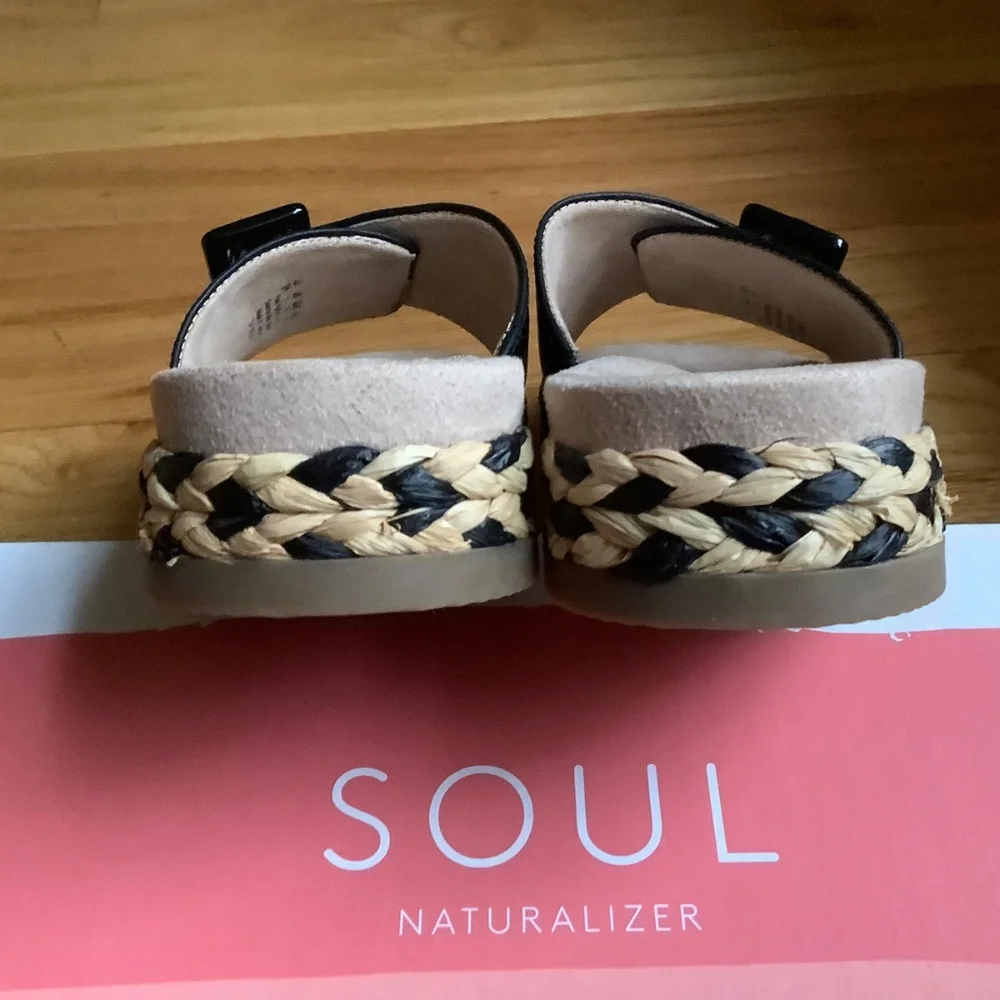 Soul Naturalizer Day Break Slide Sandal Black Raffia SZ 9